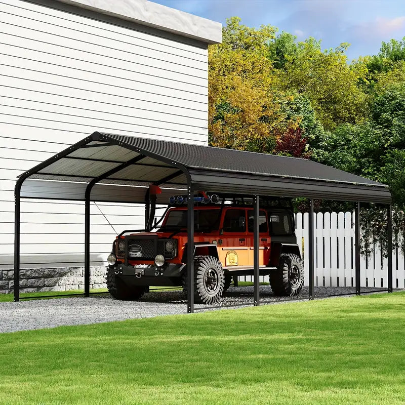Black hardtop carport